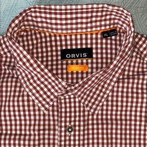 Orvis Men's Red and White Checkered Shirt Fishing Hiking shirt size XL